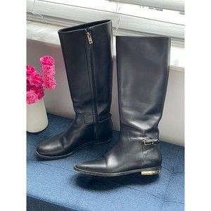 Women’s Burberry Black Leather Zip Up Boots Gold Hardware Size 6 UK 36.5